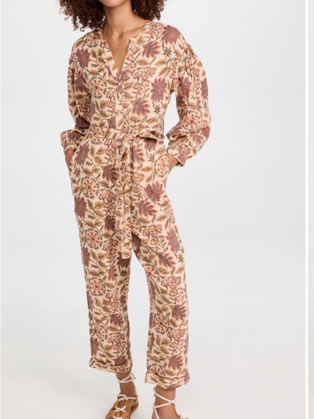 Hannah Artwear Josephine Myrtle Floral Belted Jumpsuit Size 0